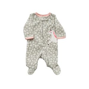 Pink and Grey Unicorn Fleece Sleeper